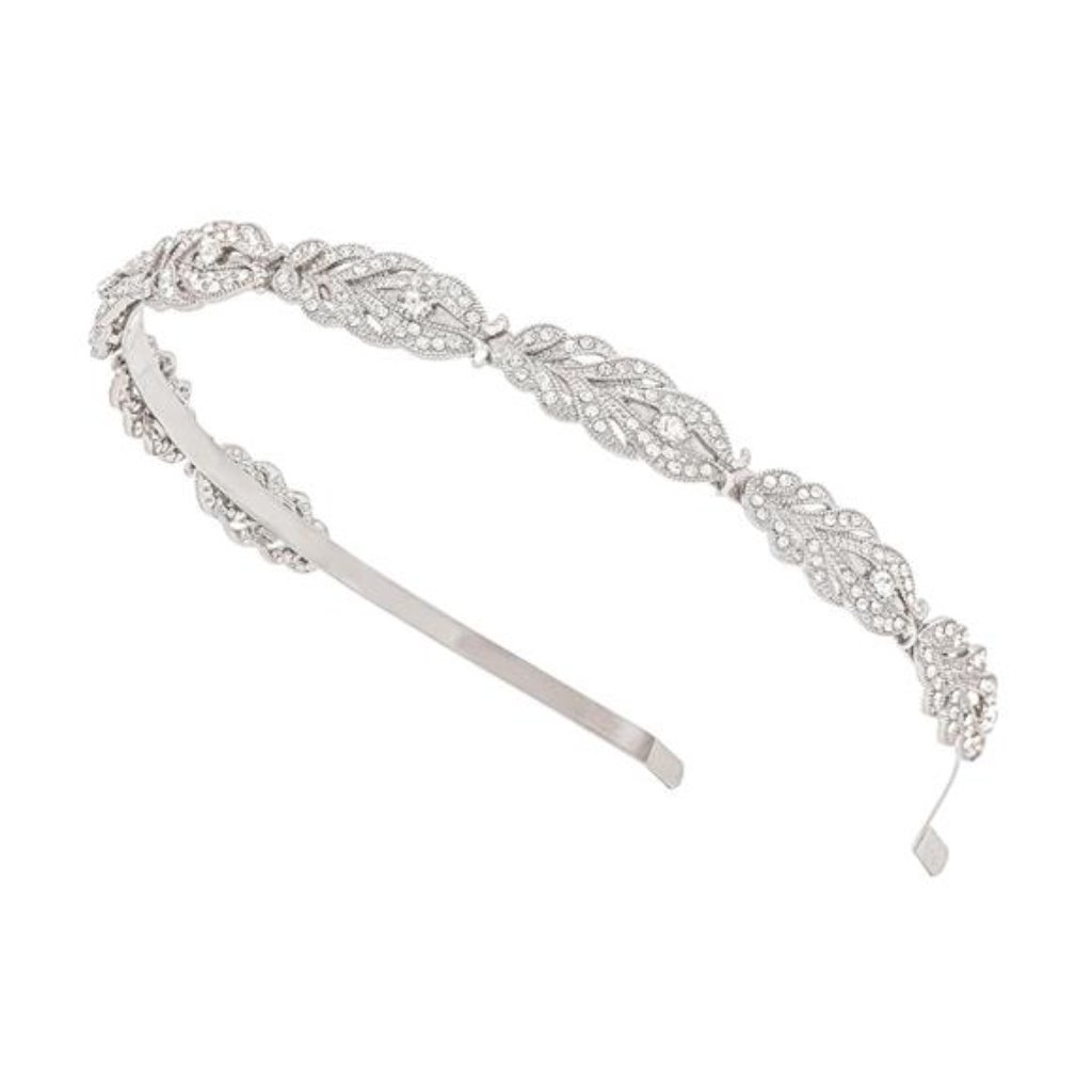 Oriamour Flower Design Rhinestone Crystal Wedding Headband Bridal Headpieces